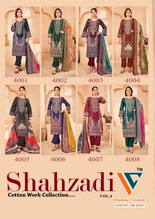 Shahzadi Vol 4 Vandana Creation Cotton Dress Material Supplier