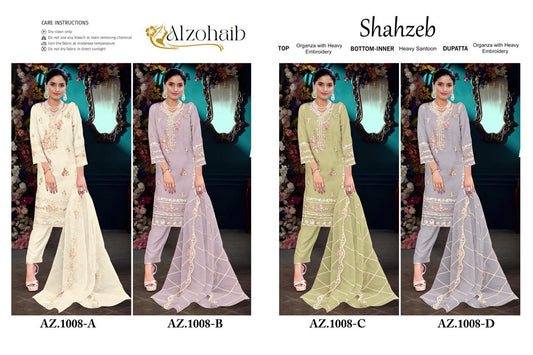 Shahzeb Vol 1 Al Zohaib Organza Pakistani Salwar Suits Wholesaler