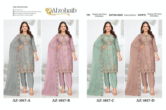 Shahzeb Vol 4 - 1017 Al Zohaib Organza Pakistani Salwar Suits Wholesaler