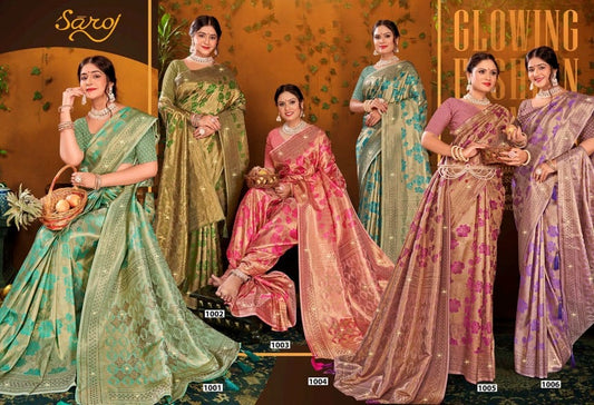 Shahzeen Tissue Swaroski Vol 2 Saroj Satin Sarees Supplier India