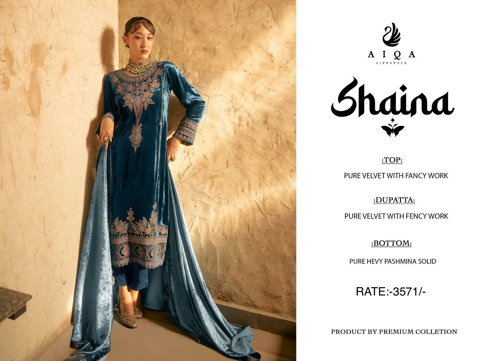 Shaina Aiqa Velvet Suits Wholesale Price