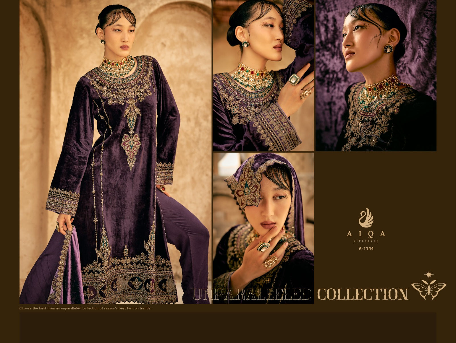 Shaina Aiqa Velvet Suits Wholesale Price