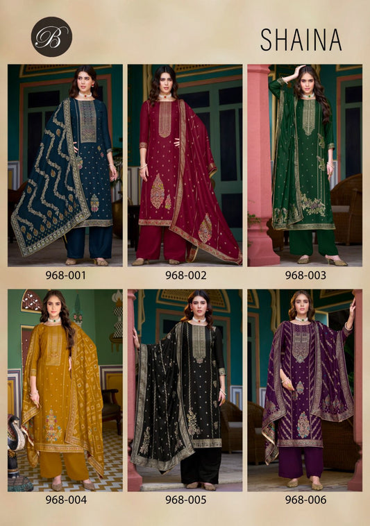 Shaina Belliza Designer Studio Pure Viscose Pashmina Suits Wholesale