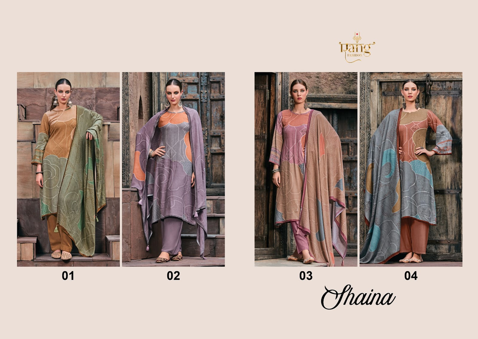 Shaina Rang Fashion Wool Pashmina Suits Wholesale Rate