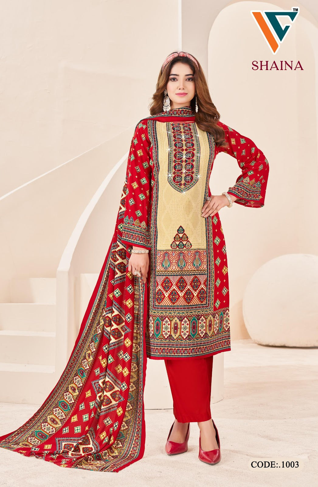 Shaina Vol 1 Vandana Creation Viscose Reyon Karachi Salwar Suits Exporter