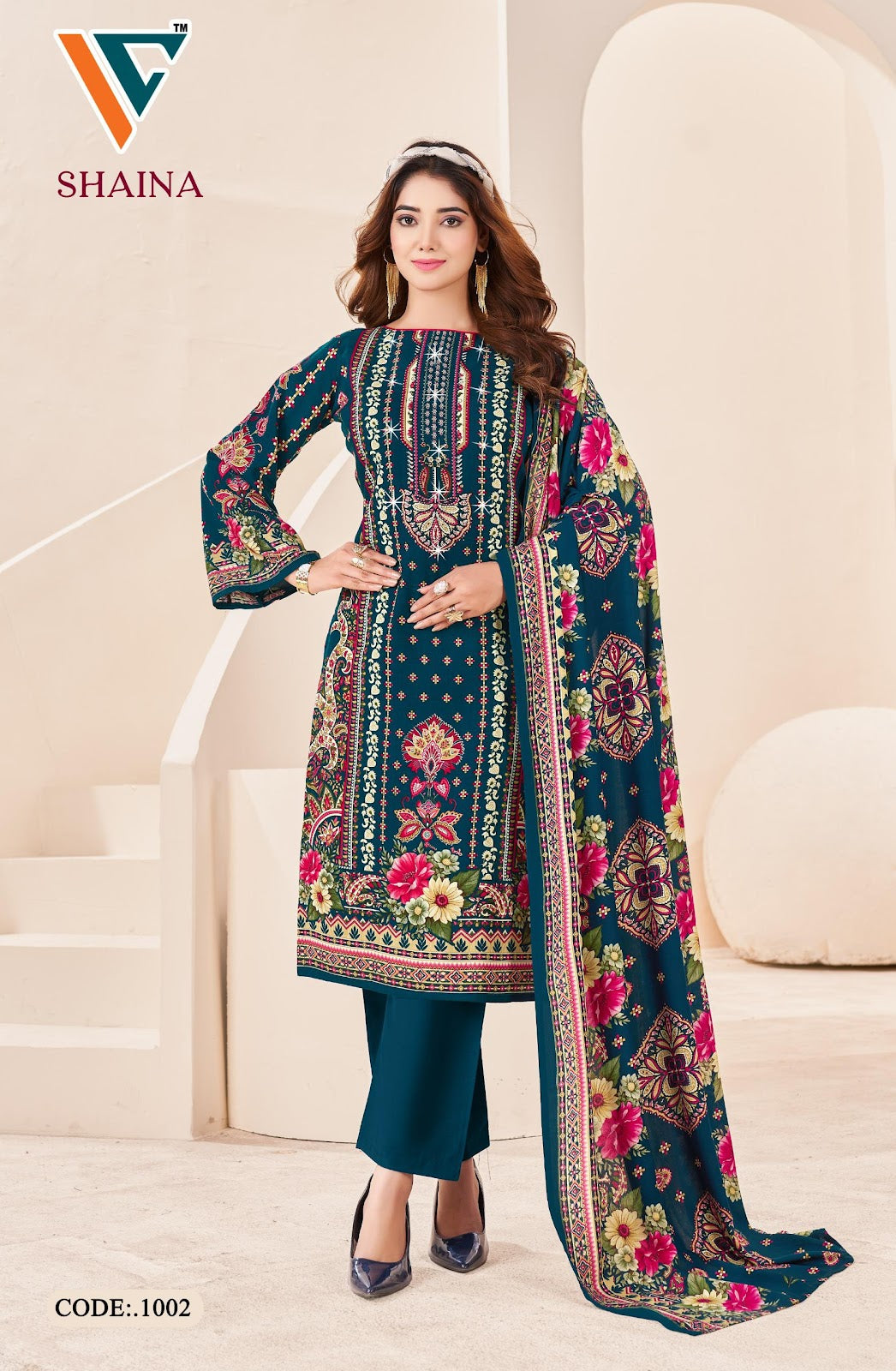 Shaina Vol 1 Vandana Creation Viscose Reyon Karachi Salwar Suits Exporter