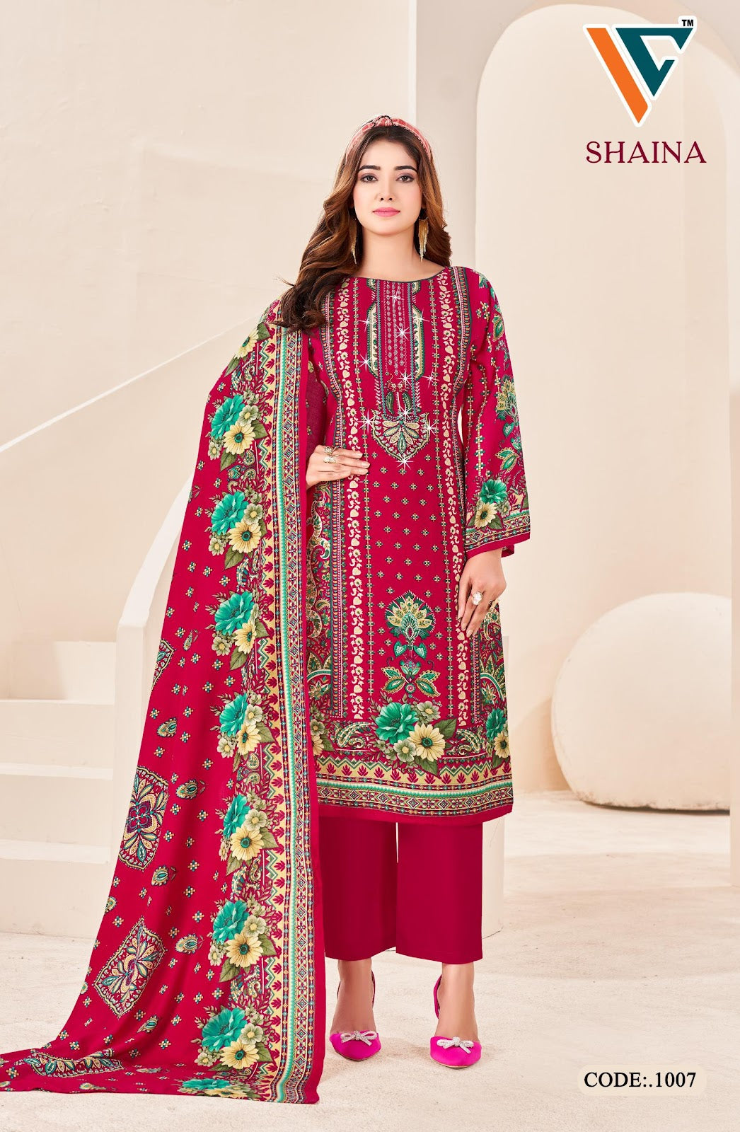 Shaina Vol 1 Vandana Creation Viscose Reyon Karachi Salwar Suits Exporter