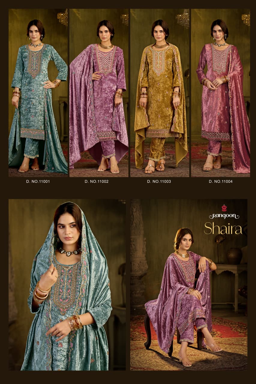 Shaira Rangoon Velvet Suits Supplier Ahmedabad