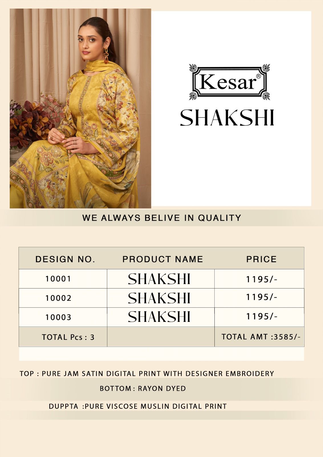 Shakshi 10001 Kesar Jam Satin Pant Style Suits Wholesaler Ahmedabad