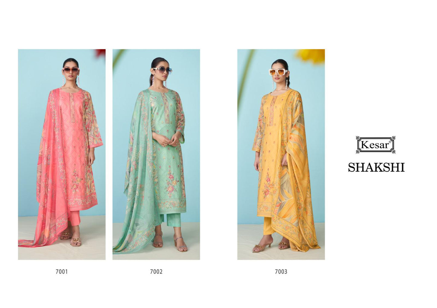 Shakshi 7001 Kesar Cambric Pant Style Suits Supplier Ahmedabad