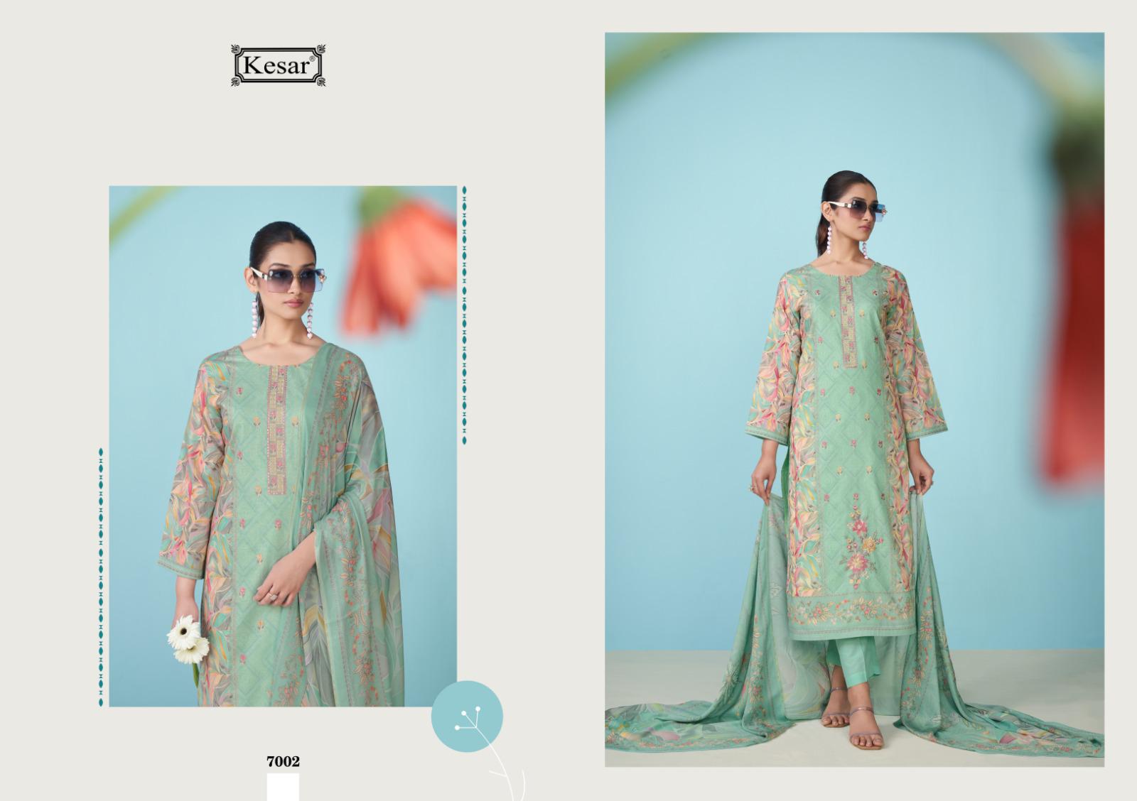 Shakshi 7001 Kesar Cambric Pant Style Suits Supplier Ahmedabad