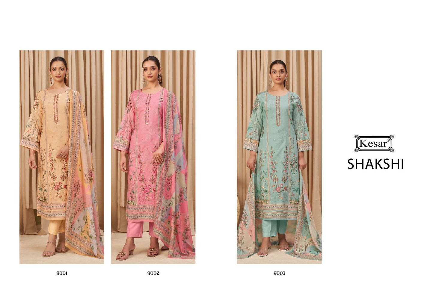 Shakshi 9001 Kesar Cambric Pant Style Suits Exporter Ahmedabad