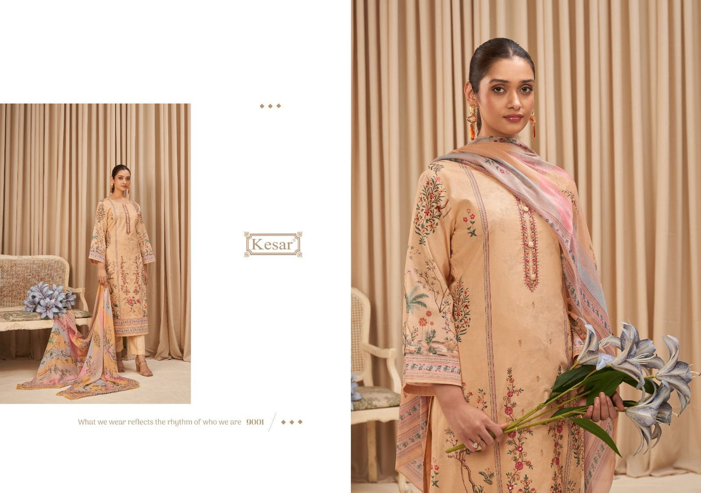 Shakshi 9001 Kesar Cambric Pant Style Suits Exporter Ahmedabad