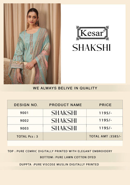 Shakshi 9001 Kesar Cambric Pant Style Suits Exporter Ahmedabad