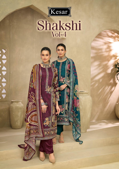 Shakshi Vol 4 Kesar Jam Satin Pant Style Suits Supplier Ahmedabad