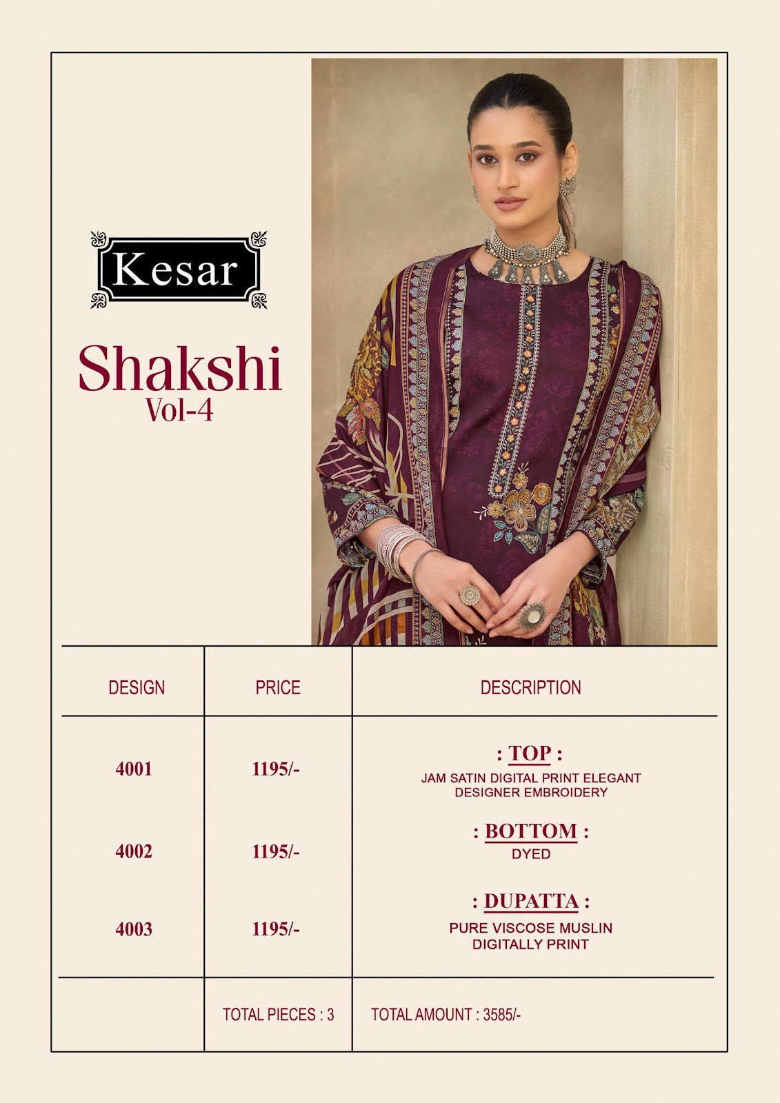 Shakshi Vol 4 Kesar Jam Satin Pant Style Suits Supplier Ahmedabad