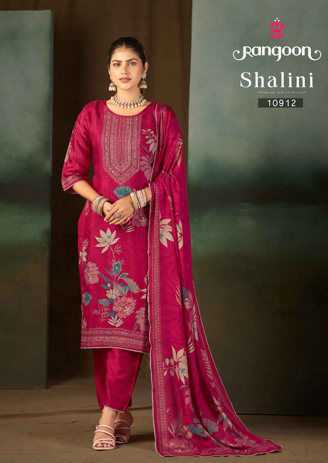 Shalini Rangoon Muslin Readymade Pant Style Suits Manufacturer India