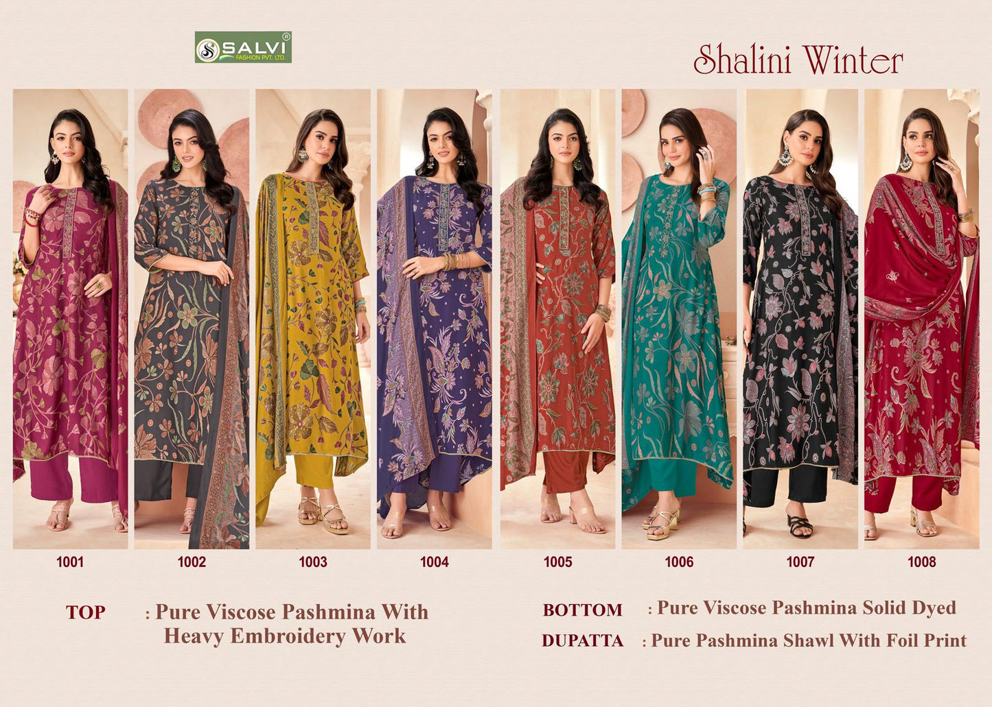 Shalini Winter Salvi Fashion Viscose Pashmina Suits Wholesaler Ahmedabad