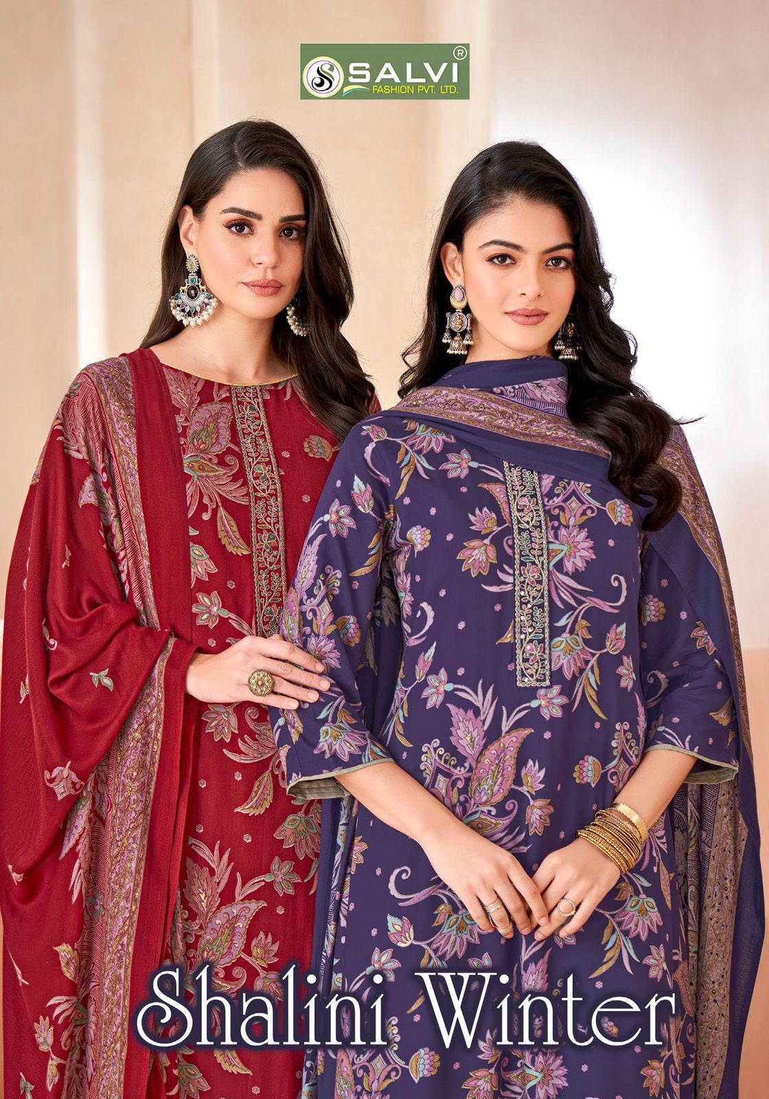 Shalini Winter Salvi Fashion Viscose Pashmina Suits Wholesaler Ahmedabad