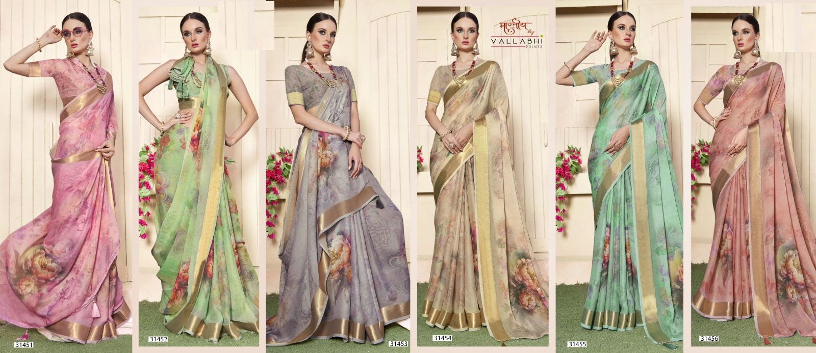 Shalu Vol 5 Vallabhi Prints Moss Sarees Exporter