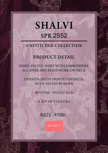 Shalvi Naariti Velvet Suits Exporter