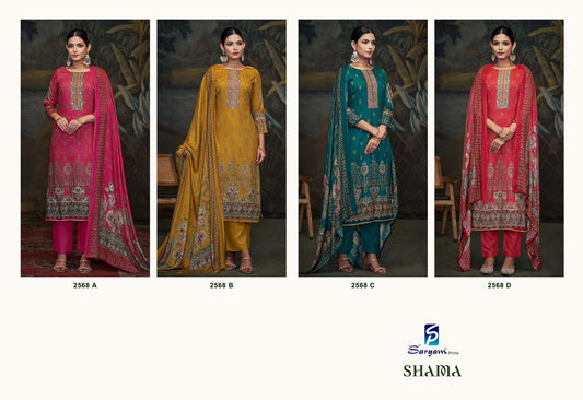 Shama 2568 Sargam Prints Woolen Pashmina Suits Manufacturer