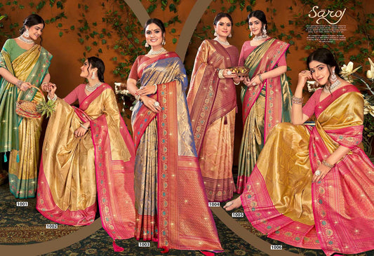Shamaa Tissue Saroski Vol 3 Saroj Silk Sarees Supplier