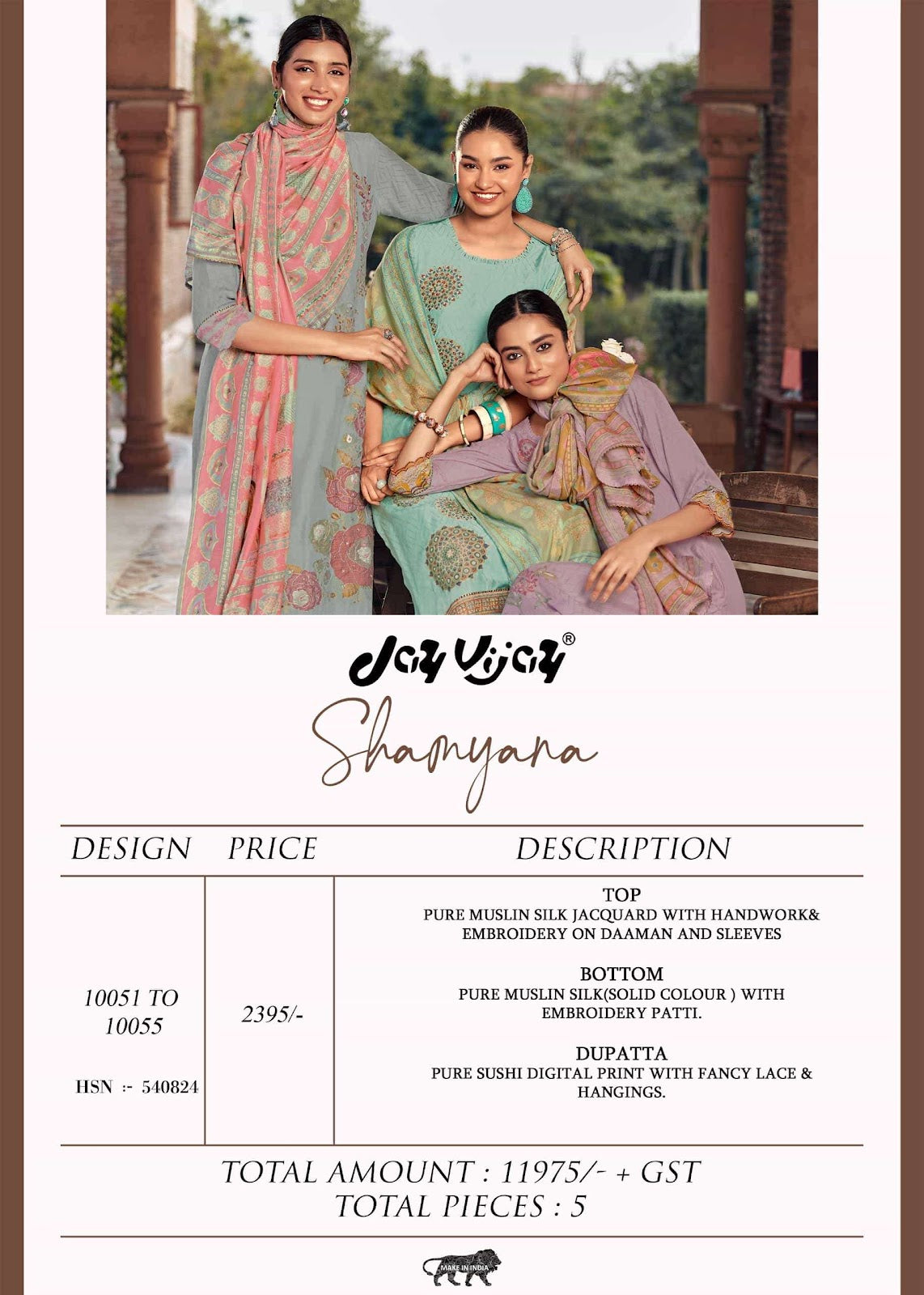 Shamyana Jay Vijay Silk Jacquard Pant Style Suits Exporter