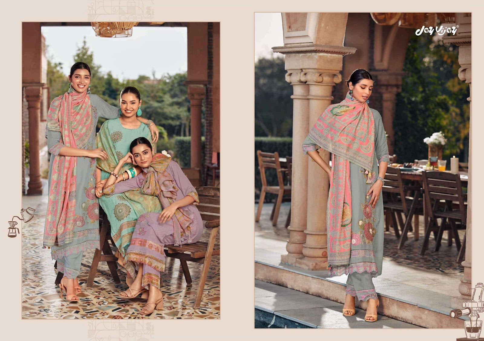 Shamyana Jay Vijay Silk Jacquard Pant Style Suits Exporter
