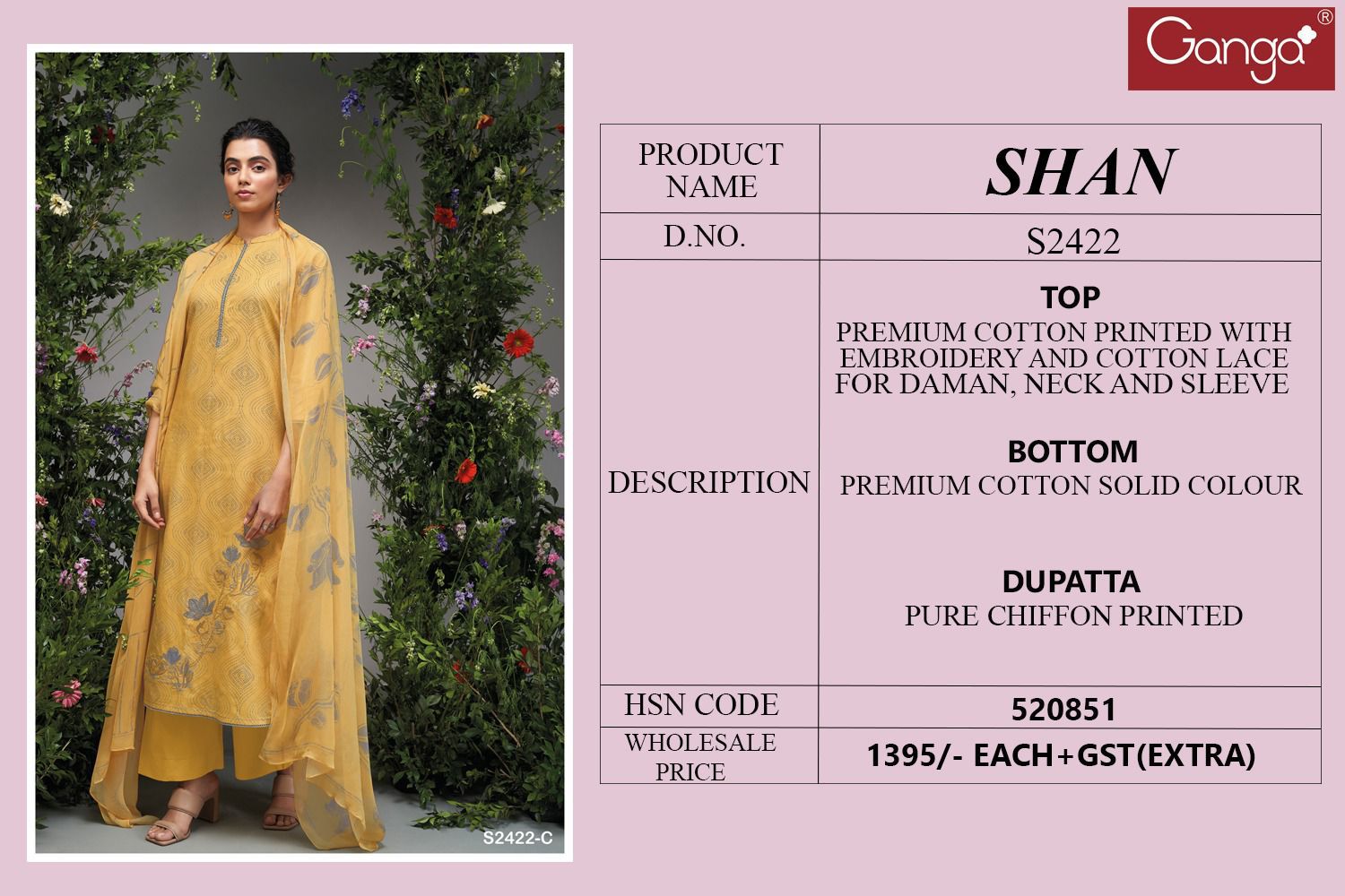 Shan 2422 Ganga Cotton Plazzo Style Suits