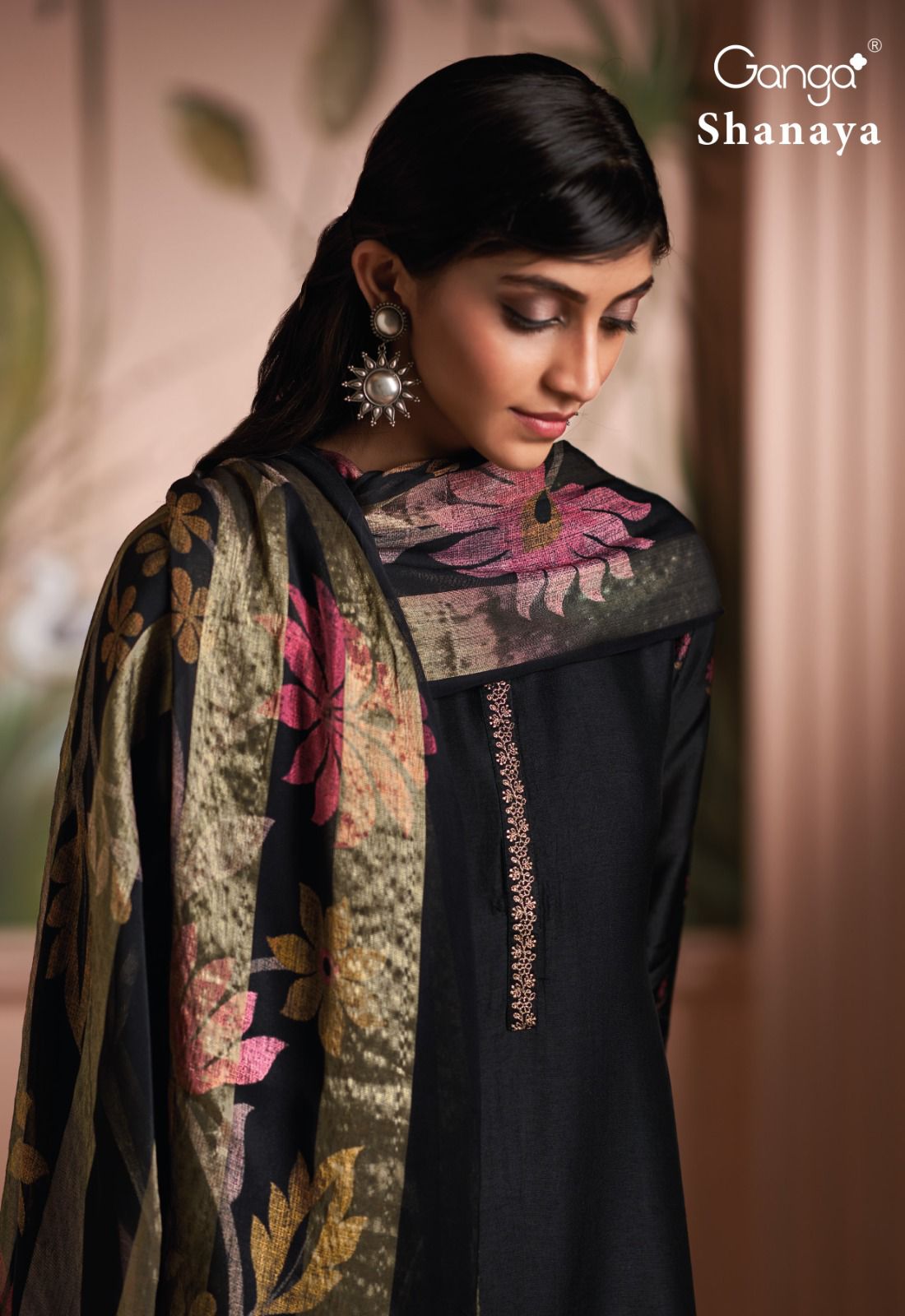 Shanaya Black Ganga Russian Silk Plazzo Style Suits