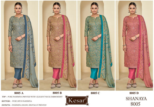 Shanaya 8001-8005 Kesar Pashmina Suits Supplier India