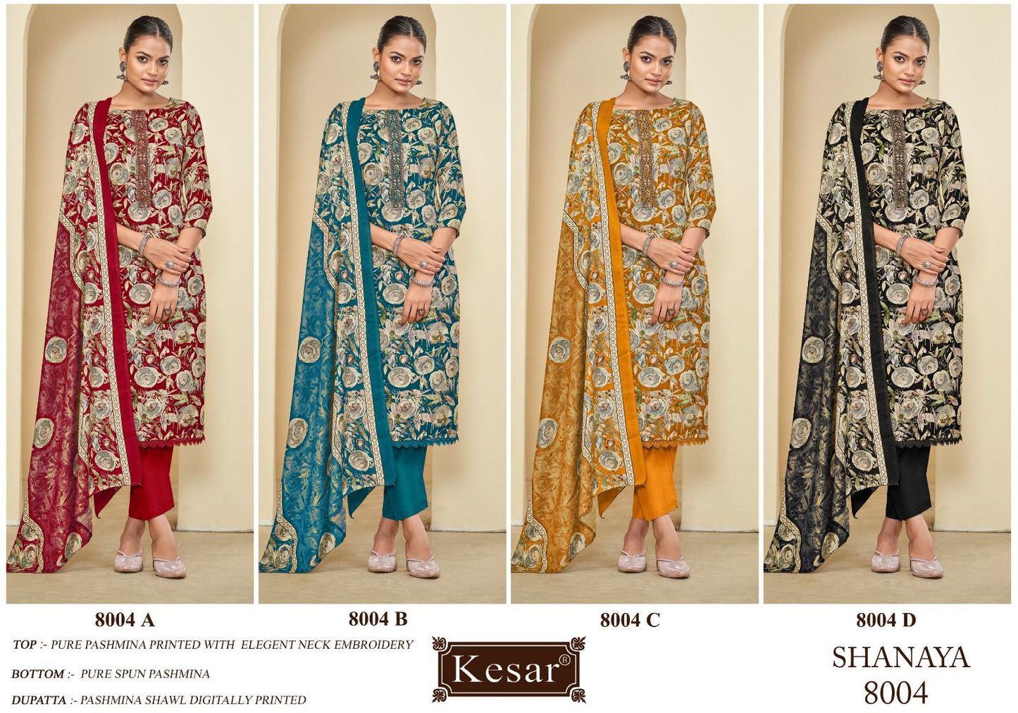 Shanaya 8001-8005 Kesar Pashmina Suits Supplier India