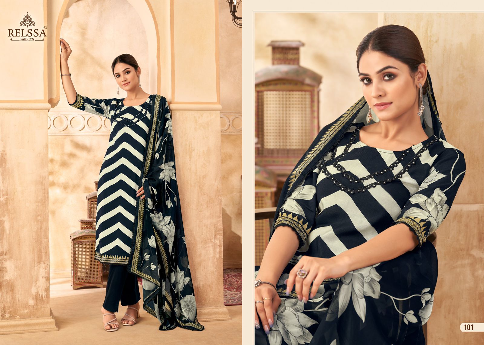 Shanaya Relssa Fabrics Cotton Lawn Pant Style Suits Manufacturer Gujarat