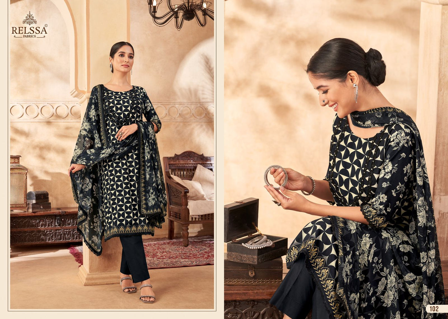 Shanaya Relssa Fabrics Cotton Lawn Pant Style Suits Manufacturer Gujarat