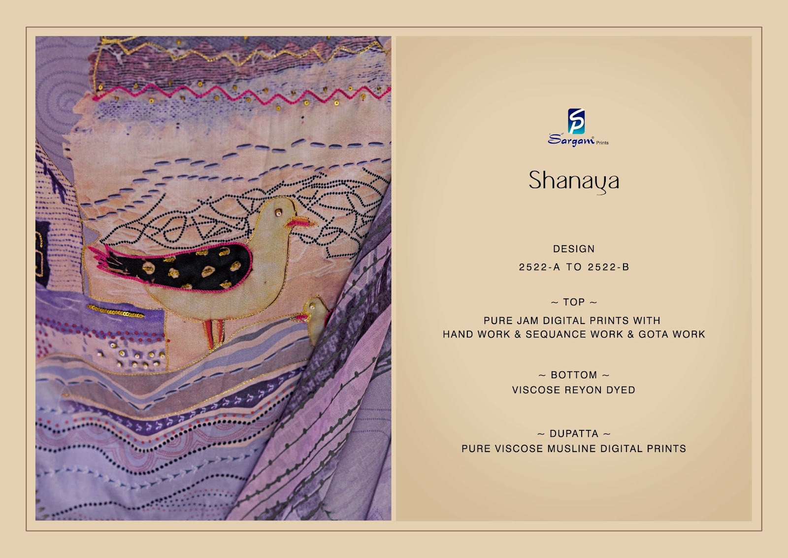 Shanaya Sargam Prints Pure Jam Pant Style Suits Supplier India