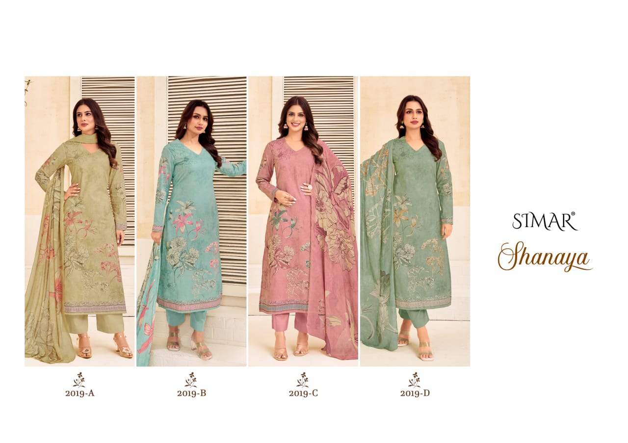 Shanaya Simar Glossy Pure Lawn Pant Style Suits Exporter India