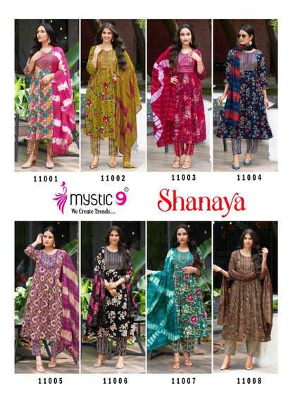 Shanaya Vol 11 Mystic 9 Rayon Foil Readymade Anarkali Suits Wholesaler Gujarat