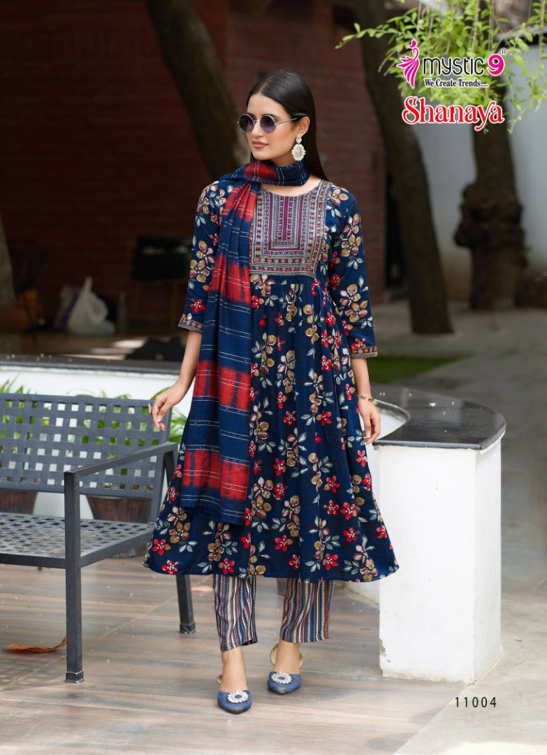 Shanaya Vol 11 Mystic 9 Rayon Foil Readymade Anarkali Suits Wholesaler Gujarat