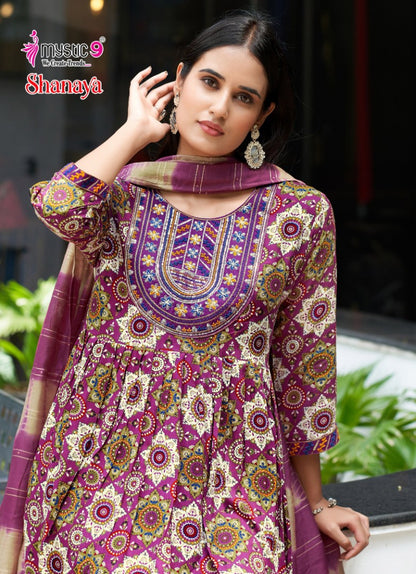 Shanaya Vol 11 Mystic 9 Rayon Foil Readymade Anarkali Suits Wholesaler Gujarat