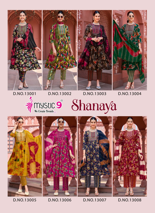 Shanaya Vol 13 Mystic 9 Rayon Readymade Pant Style Suits Manufacturer Ahmedabad