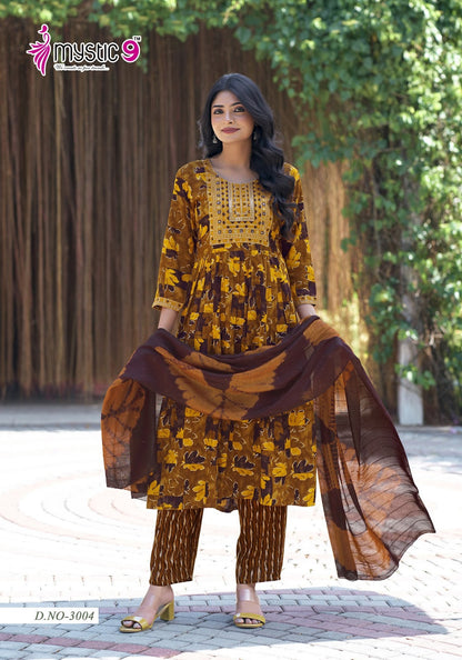 Shanaya Vol 3 Mystic 9 Reyon Readymade Pant Style Suits Wholesaler Ahmedabad