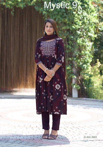 Shanaya Vol 3 Mystic 9 Reyon Readymade Pant Style Suits Wholesaler Ahmedabad