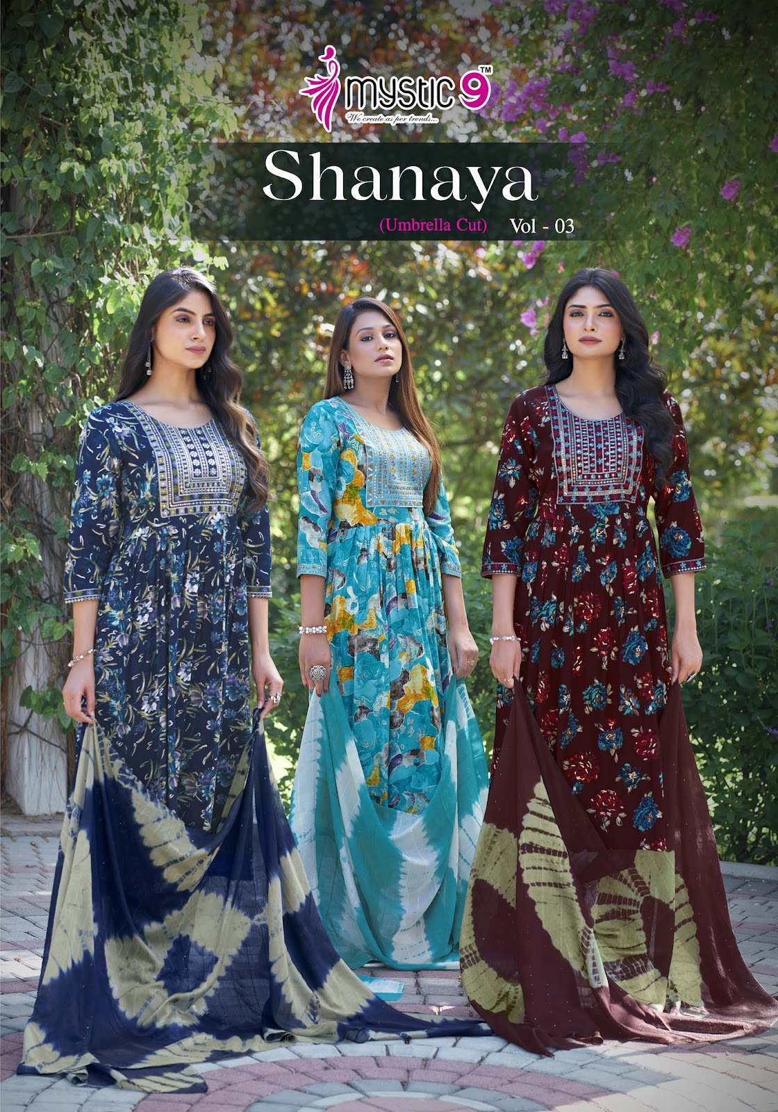 Shanaya Vol 3 Mystic 9 Reyon Readymade Pant Style Suits Wholesaler Ahmedabad
