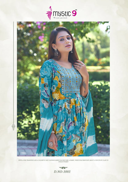 Shanaya Vol 3 Mystic 9 Reyon Readymade Pant Style Suits Wholesaler Ahmedabad