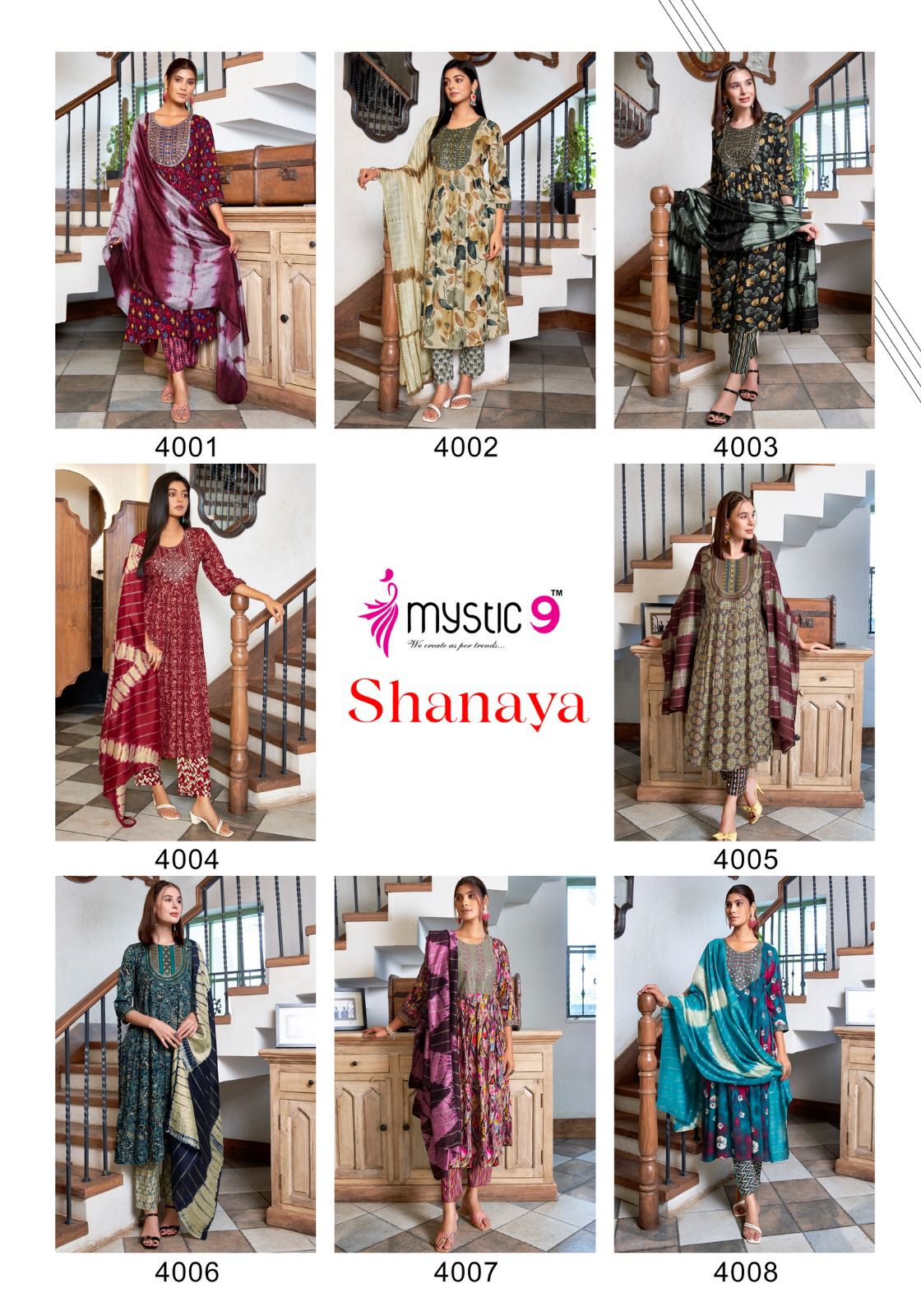 Shanaya Vol 4 Mystic 9 Rayon Foil Readymade Pant Style Suits Exporter