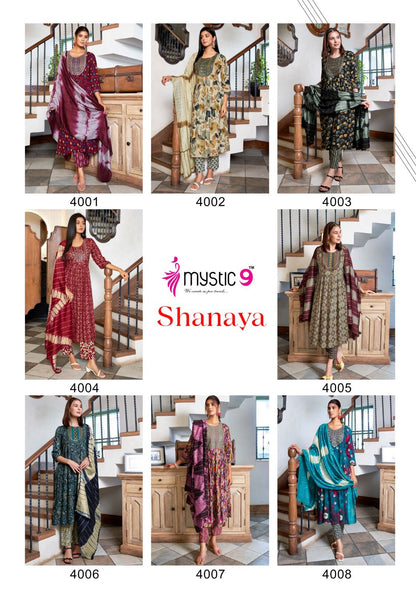 Shanaya Vol 4 Mystic 9 Rayon Foil Readymade Pant Style Suits Exporter
