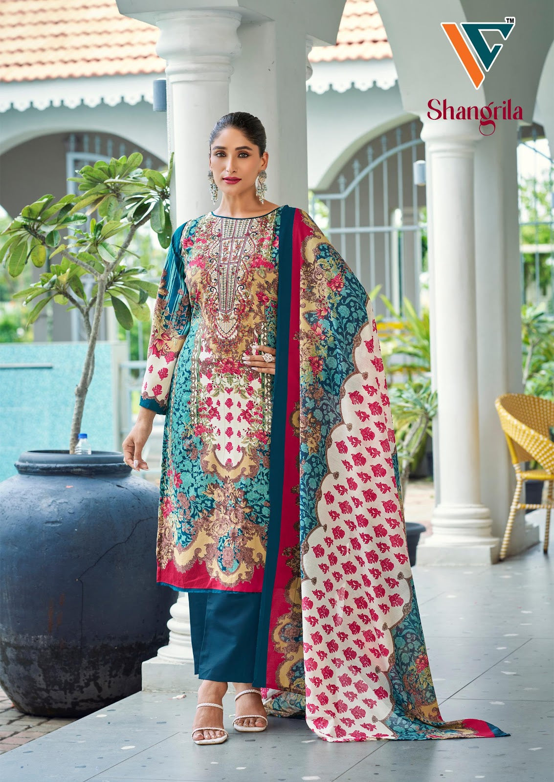 Shangrila Vol 2 Vandana Creation Reyon Karachi Salwar Suits Wholesaler Ahmedabad