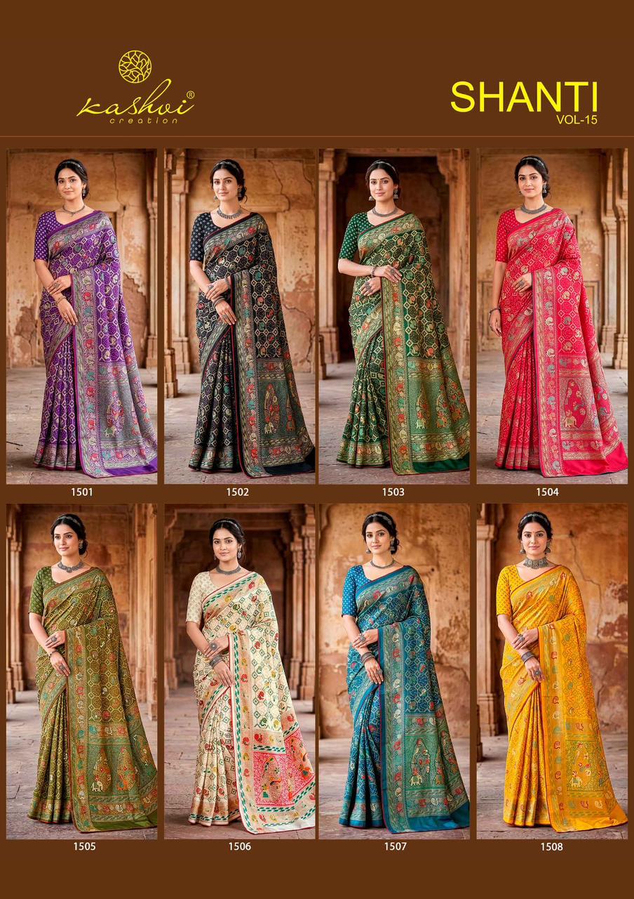 Shanti Vol 15 Kashvi Creation Moss Sarees Wholesale Rate