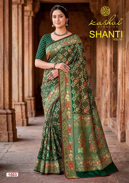 Shanti Vol 15 Kashvi Creation Moss Sarees Wholesale Rate